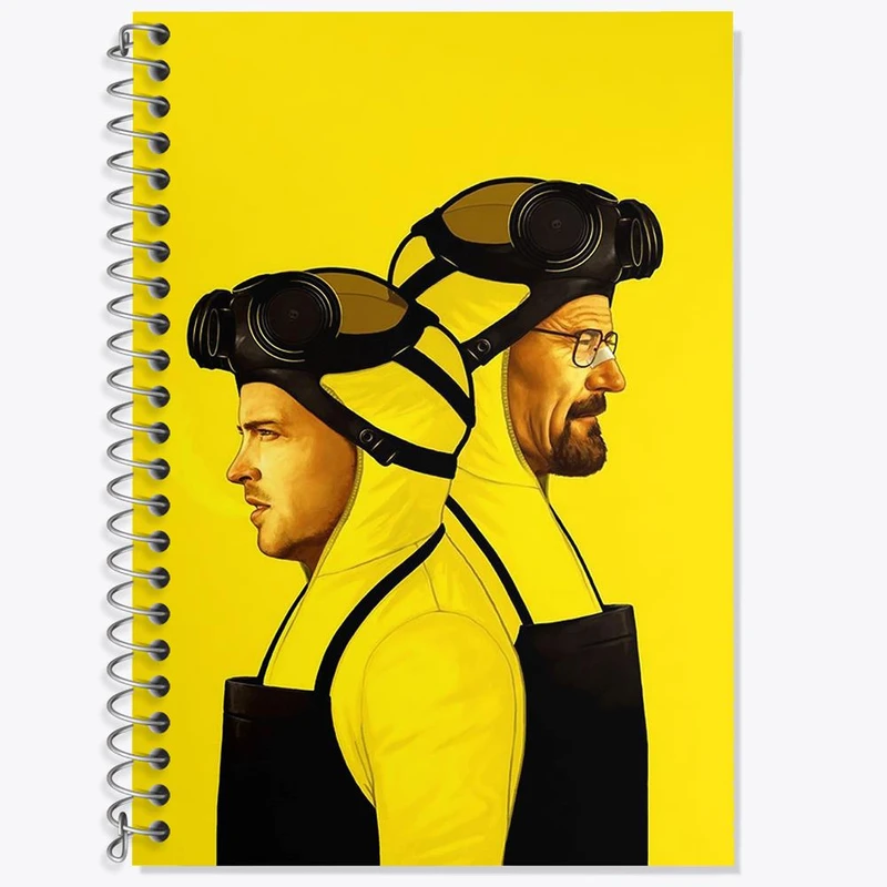 دفتر زبان 50 برگ خندالو مدل سه خط طرح والتر وایت و جسی پینکمن سریال بریکینگ بد Breaking Bad کد 13293