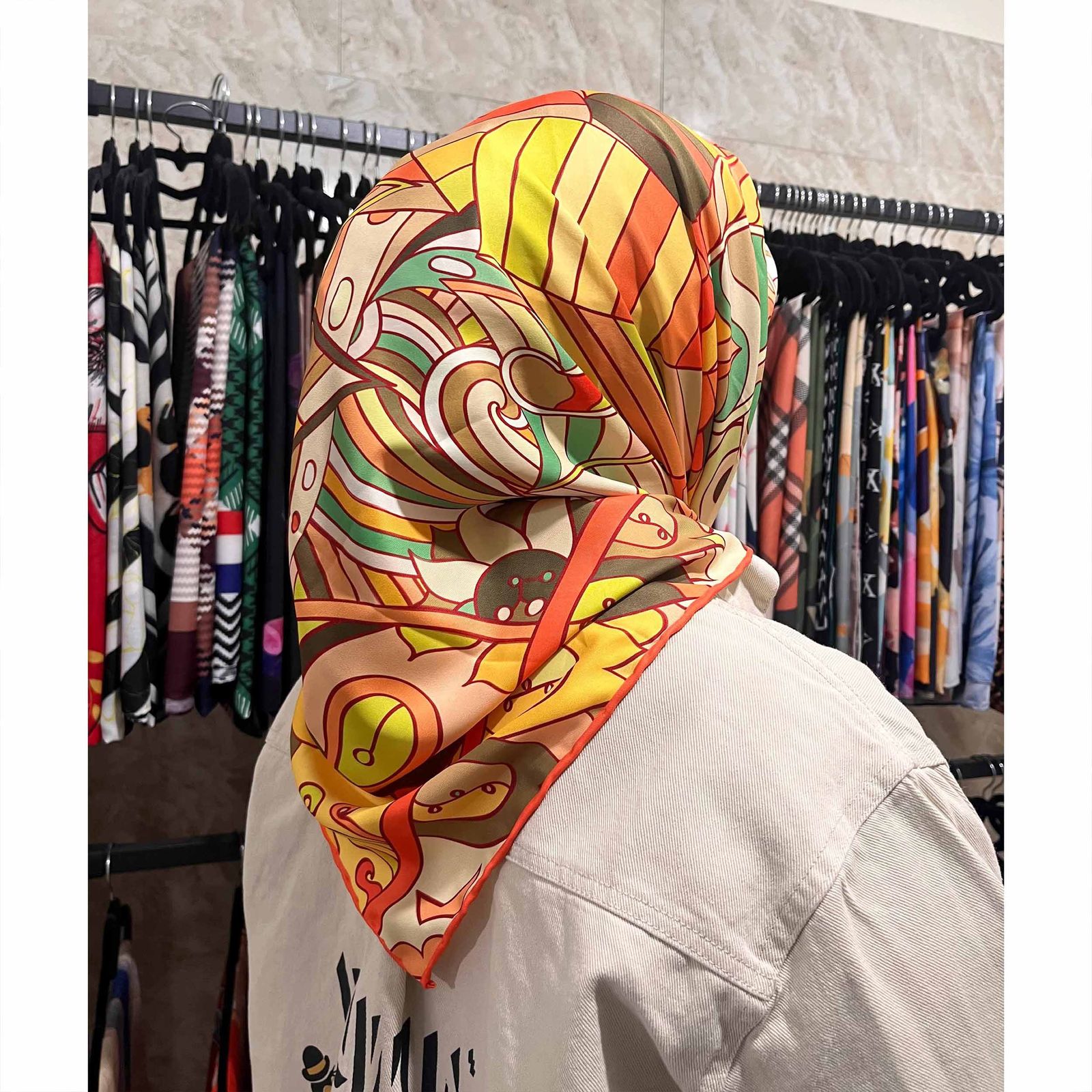 روسری زنانه مدل ابریشم مزونی کد a-2921 -  - 14