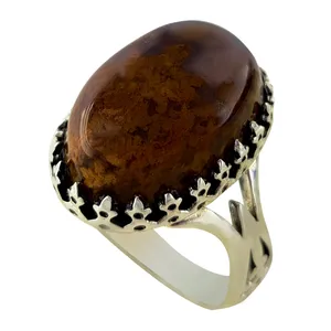 انگشتر نقره مردانه ملک زیور مدل عقیق شجر کد 1204