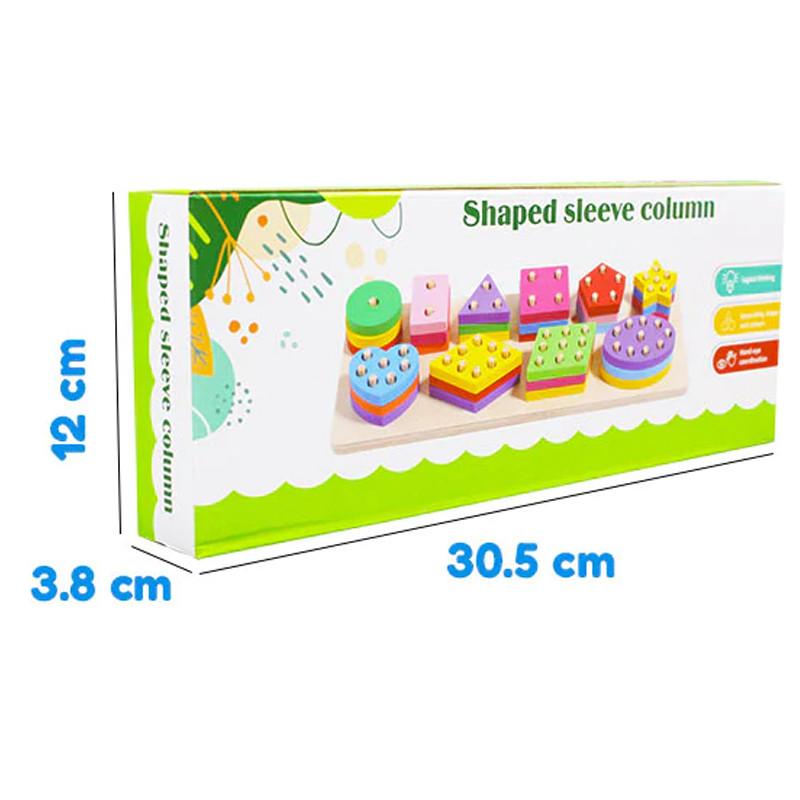بازی آموزشی مدل مونته سوری چوبی طرح جانمایی و پایه اشکال 10 ستون
