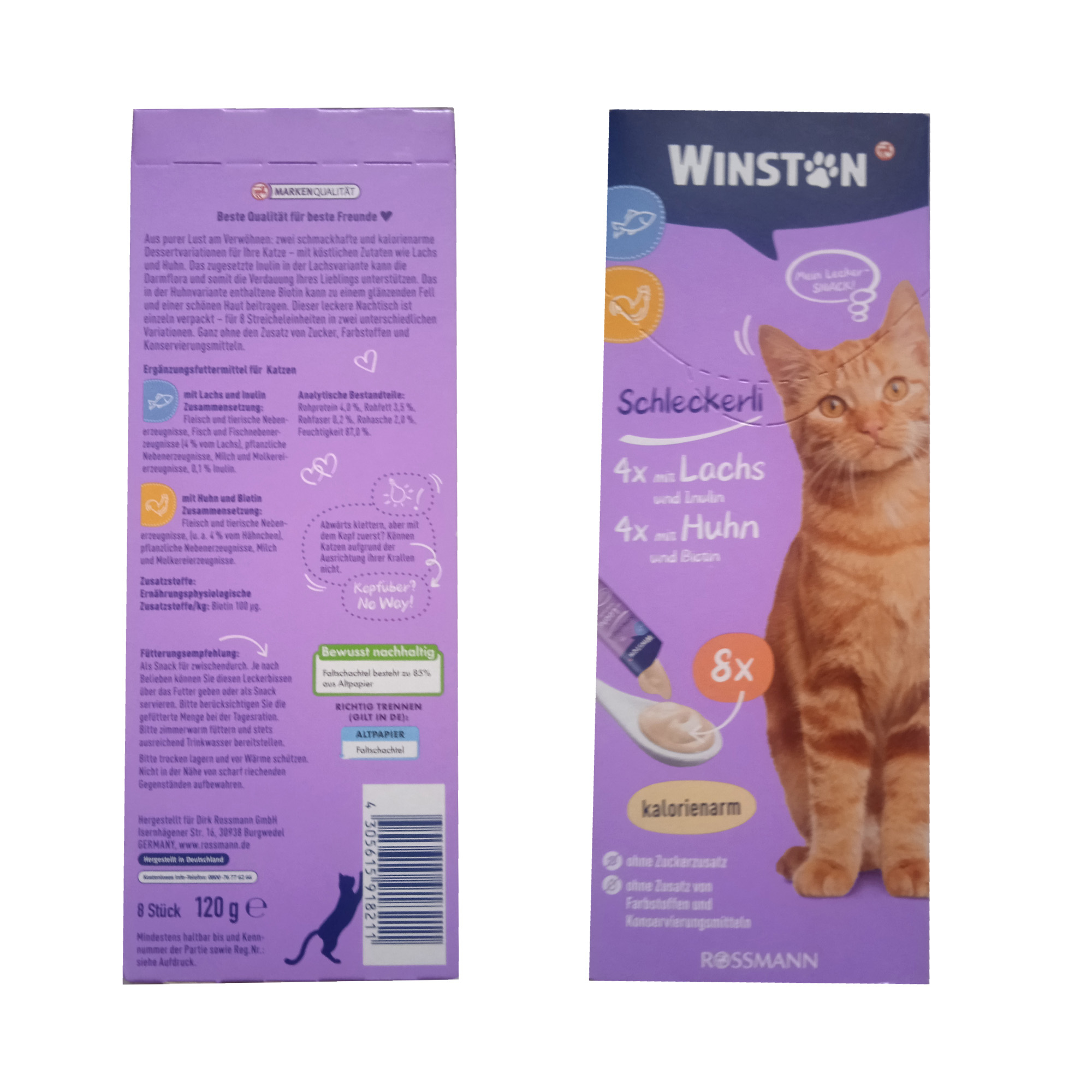 تشویقی گربه وینستون مدل ماهی و مرغ وزن 120 گرم مجموعه 8 عددی