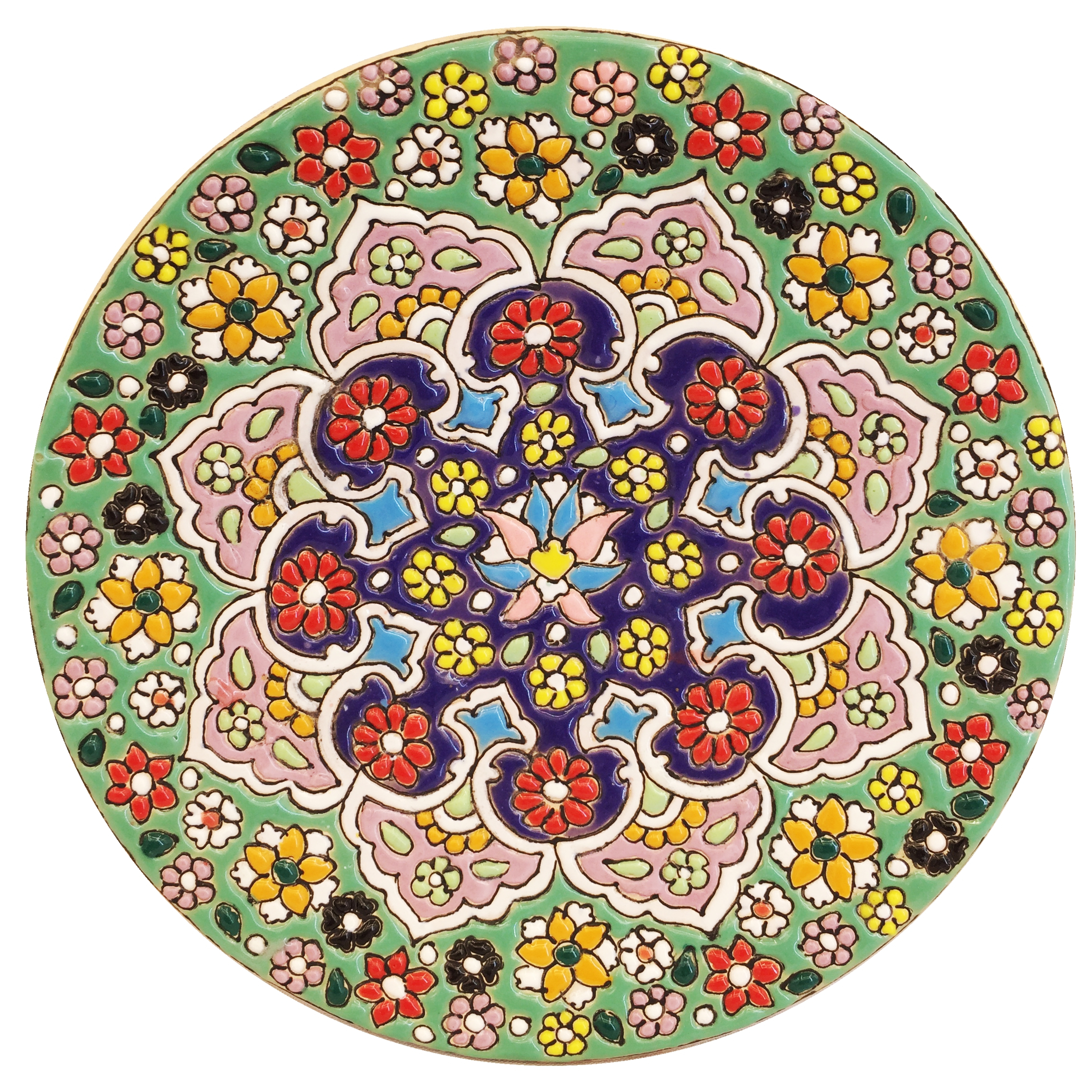 بشقاب میناکاری سفالی زمانیان کد ZMN15059