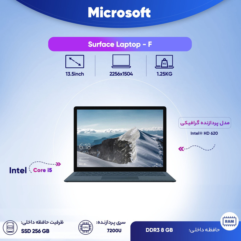 لپ تاپ 13 اینچی مایکروسافت مدل Surface Laptop - F