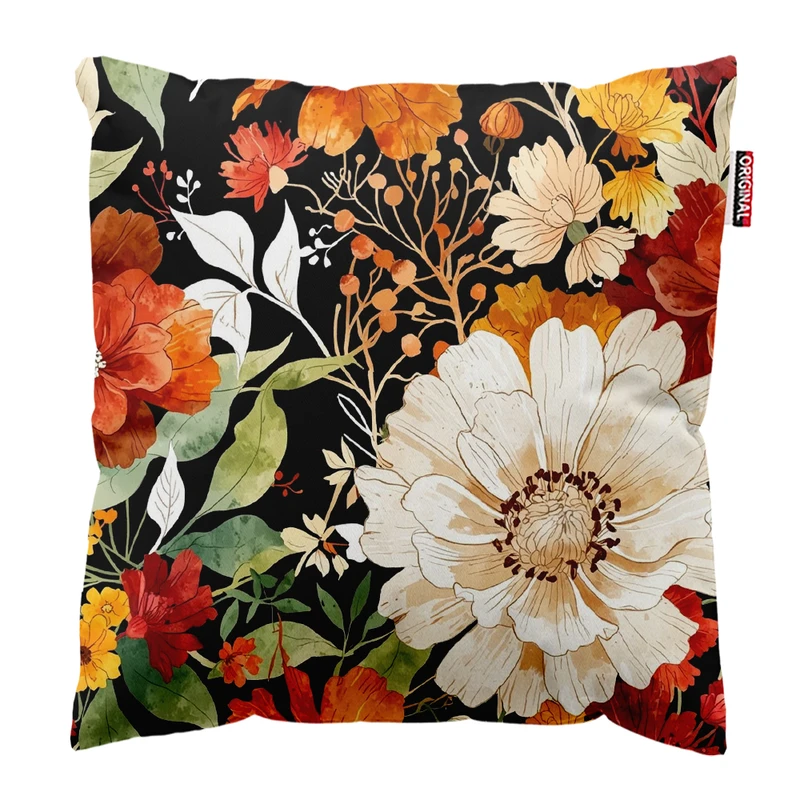 کوسن پاد آفرین مدل فانتزی طرح گل و برگ کد PK401936 سایز 40*40 سانتی متر