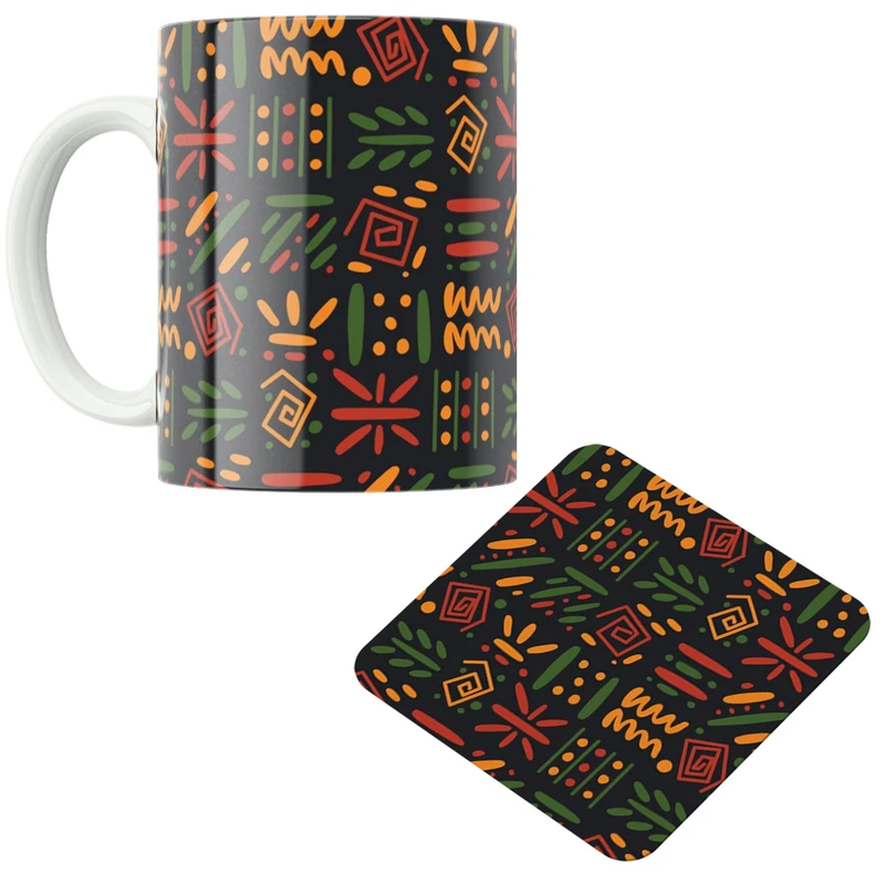 ماگ پاد آفرین مدل آفریقایی کد DKC545 به همراه زیر لیوانی