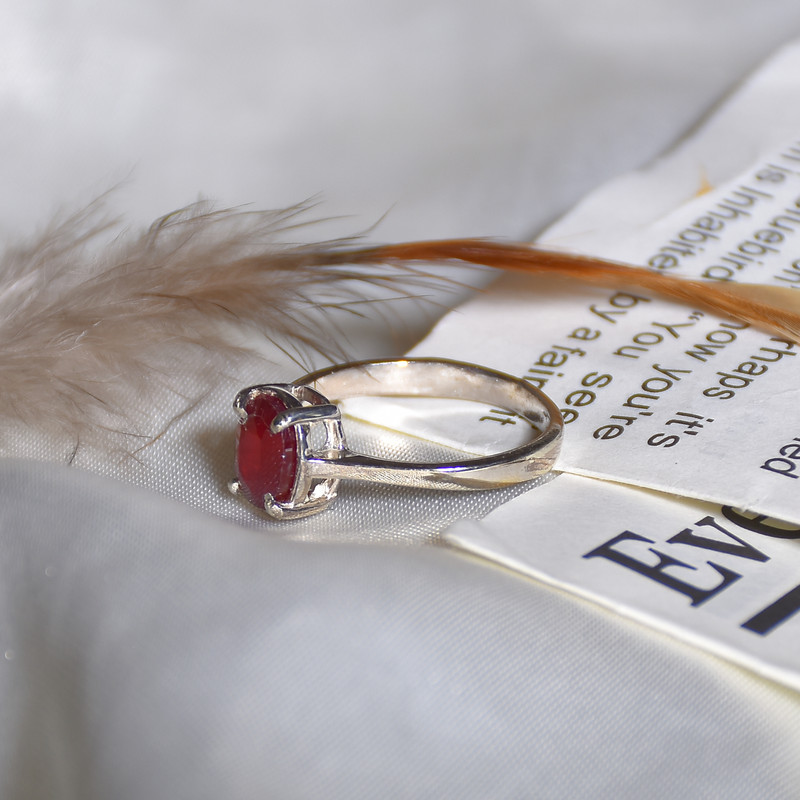 انگشتر نقره زنانه نقره جات لطفی مدل یاقوت کد ANZS06E01