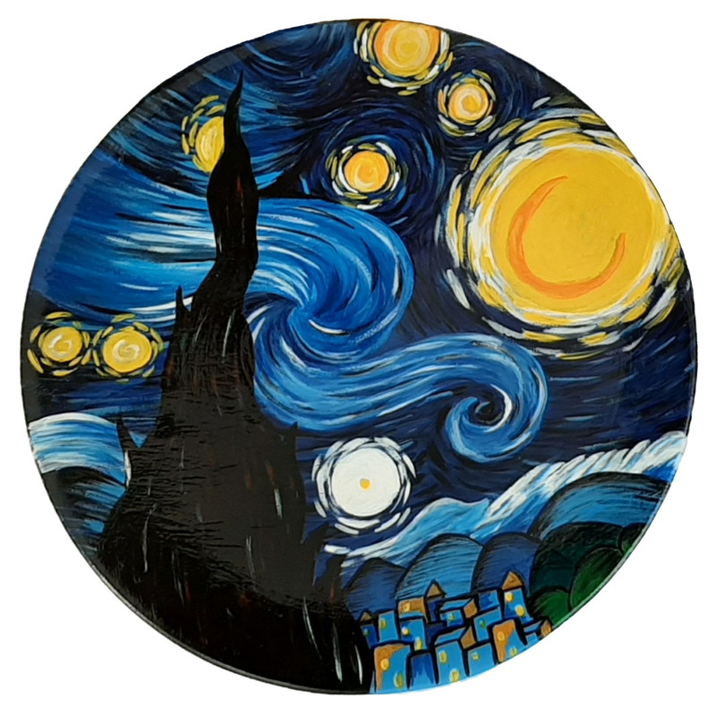 بشقاب دیوارکوب سفالی مدل شب پرستاره ونگوک