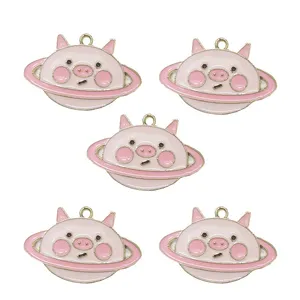 آویز گردنبند دخترانه مدل خوک کهکشانی لوپ دار کد 52 بسته 5