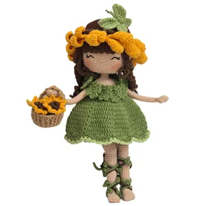 عروسک بافتنی مدل دختر آفتابگردون