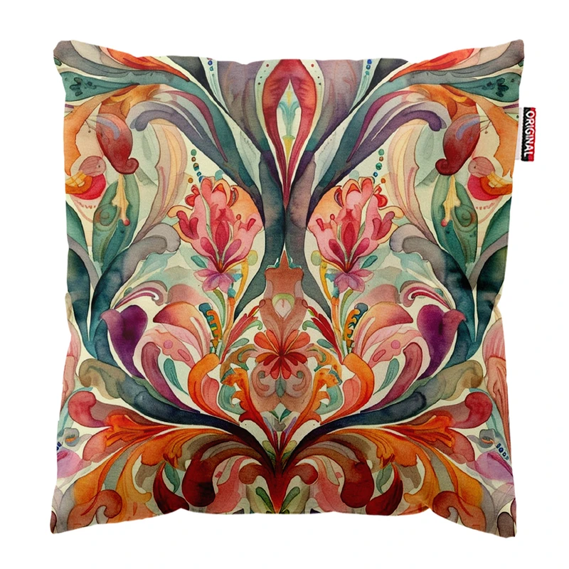 کوسن پاد آفرین مدل سنتی طرح گلیم فرش کد PK402118 سایز 40*40 سانتی متر