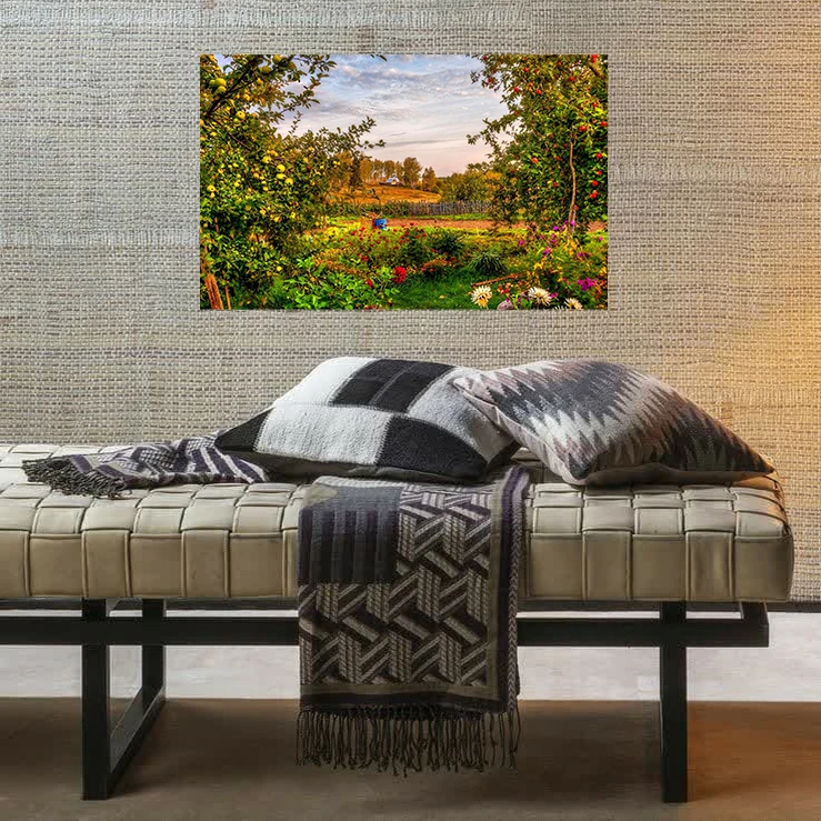 تابلو شاسی طرح مخمل طبیعت مدل باغ میوه و گلها کد AR31077