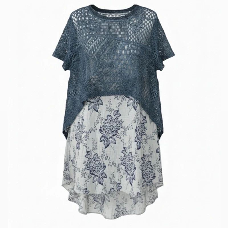 پیراهن یقه گرد زنانه مدل گل دار