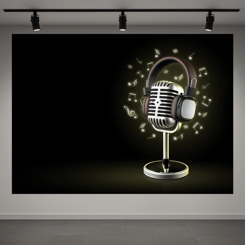 تابلو بوم طرح مخمل میکروفون مدل موسیقی کد AR3060151