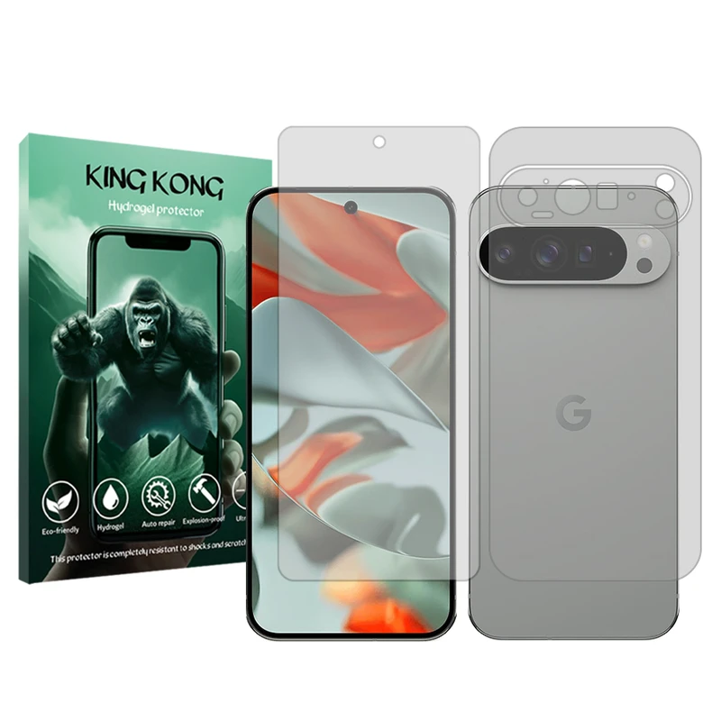 محافظ صفحه نمایش شفاف کینگ کونگ مدل Tough مناسب برای گوشی موبایل گوگل Pixel 9 Pro XL به همراه محافظ پشت گوشی
