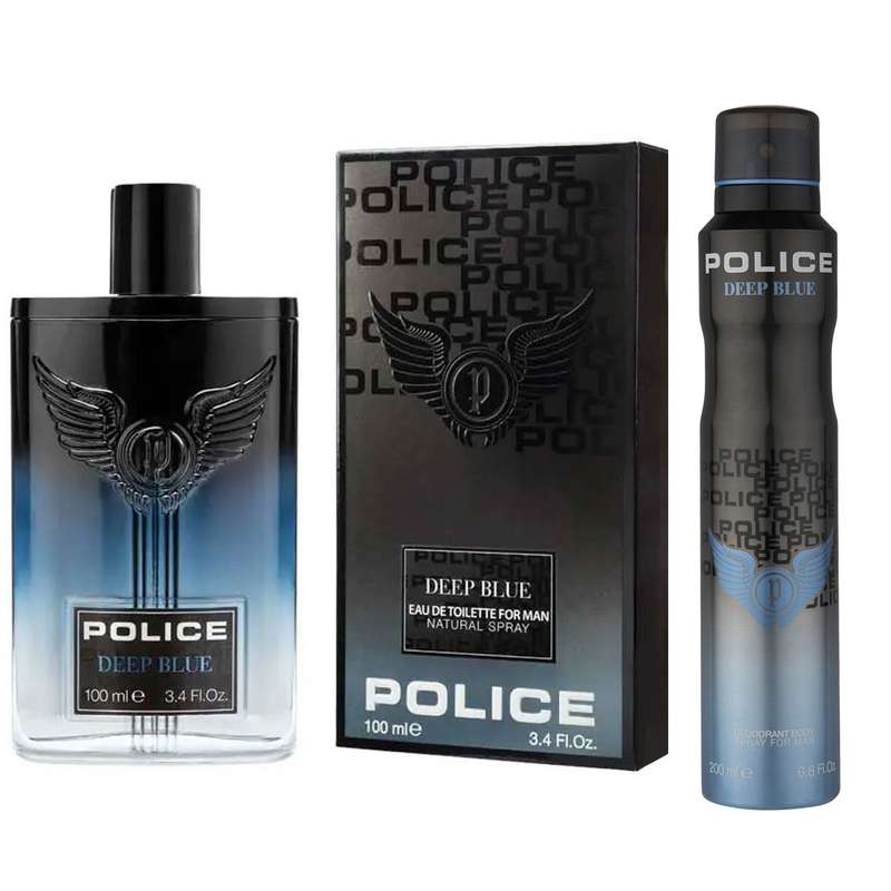 ست ادوتویلت مردانه پلیس مدل Deep Blue با رایحه خنک حجم 100 میلی لیتر به همراه اسپری بدن مردانه پلیس مدل Deep Blue حجم 200 میلی لیتر