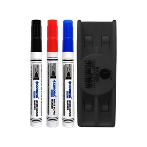 ماژیک وایت برد کرونا طرح گرد مدل CO-4070 به همراه تخته پاک کن بسته 4 عددی