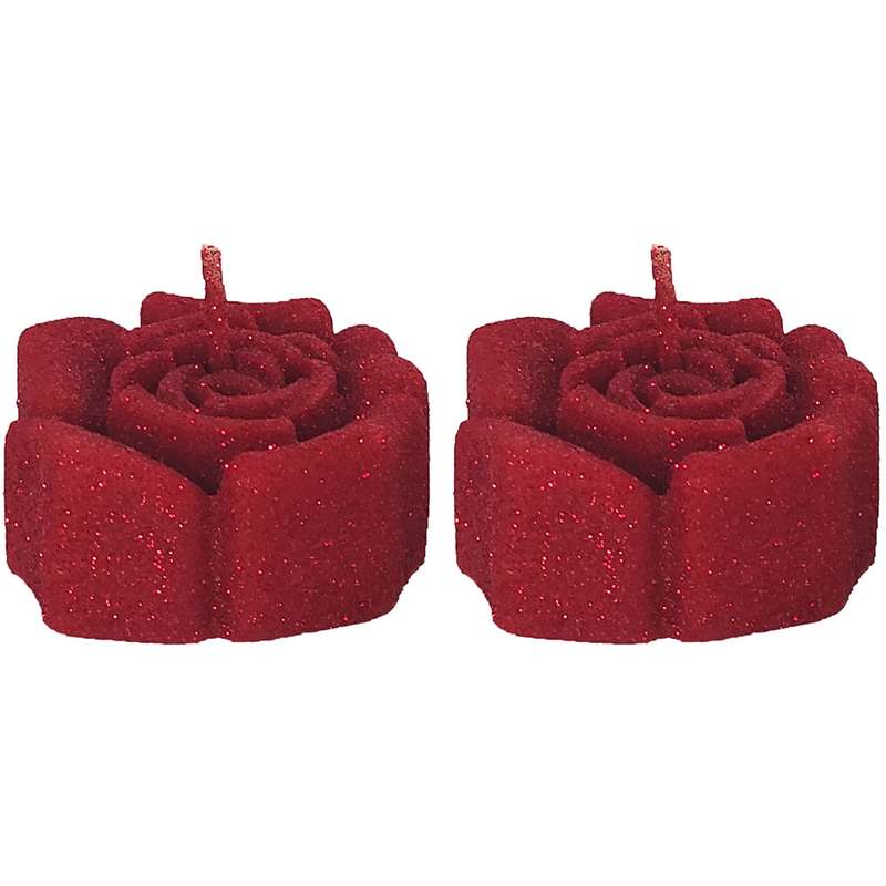 شمع مدل اکلیلی گل رز کد A11 بسته 2 عددی