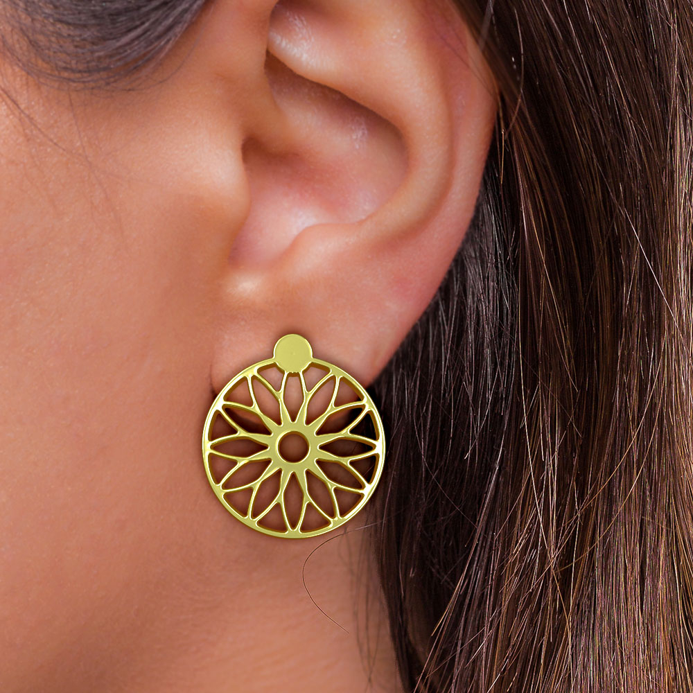 گوشواره طلا 18 عیار زنانه مدوپد مدل خورشید کد GA1-11814