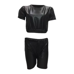 ست نیم تنه و شلوارک زنانه مدل چرم گابریل کد tm-1701
