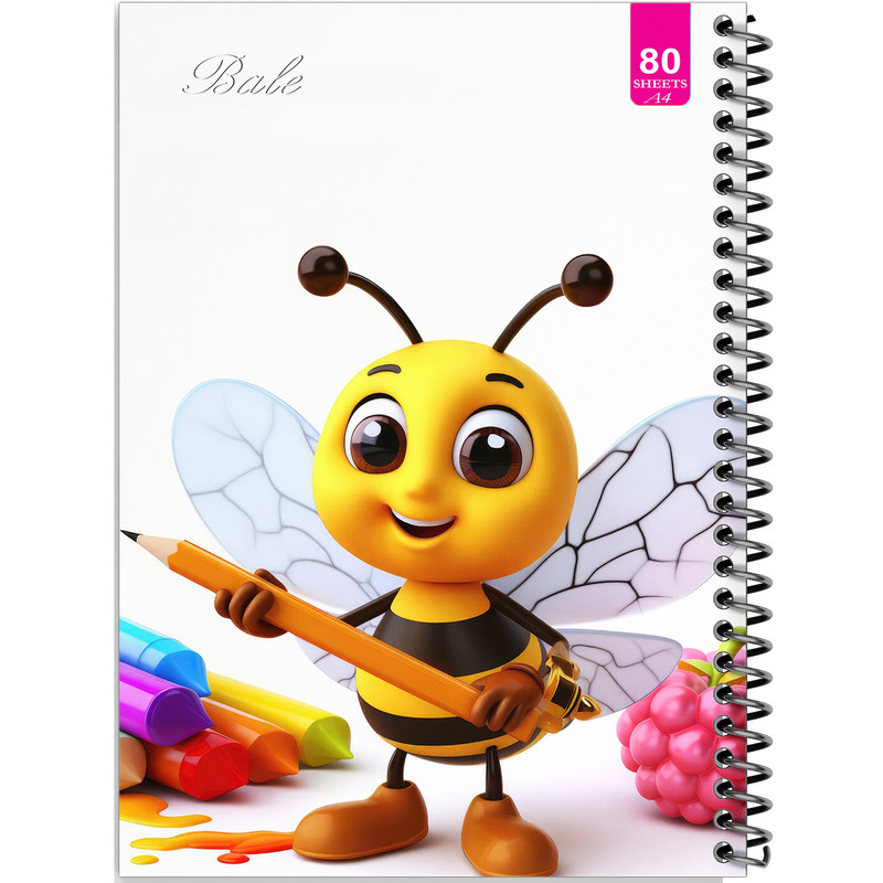 دفتر نقاشی 80 برگ بله مدل رحلی طرح فانتزی زنبور نقاش کد A4-M451