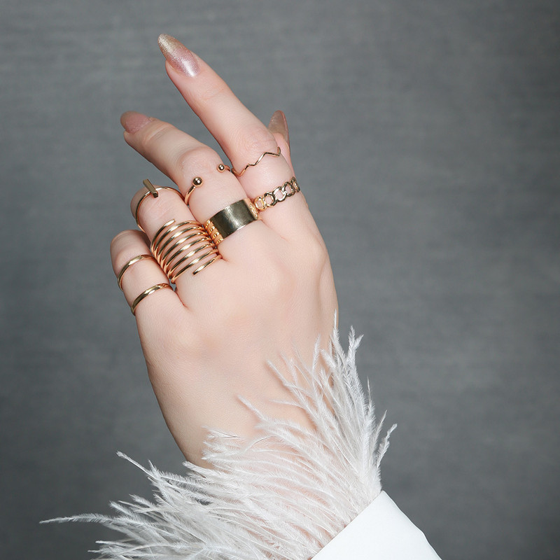 انگشتر زنانه مدل ساده کد 1130028 مجموعه 8 عددی