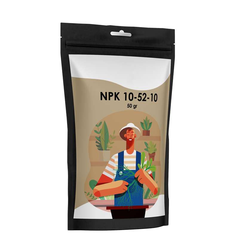 کود کامل پودری مخصوص ریشه زایی مدل NPK 10-52-10 وزن 50 گرم