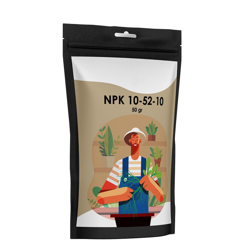 کود کامل پودری مخصوص ریشه زایی مدل NPK 10-52-10 وزن 50 گرم