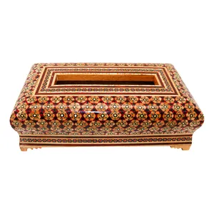 جعبه دستمال کاغذی خاتم کاری صنایع دستی فاخر مدل چوبین کد LQ 