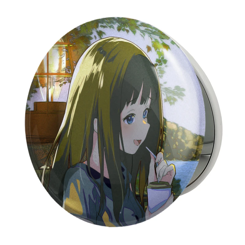 آینه جیبی خندالو طرح تاکینا انیمه لیکوریس ریکویل Lycoris Recoil مدل تاشو کد 23023 