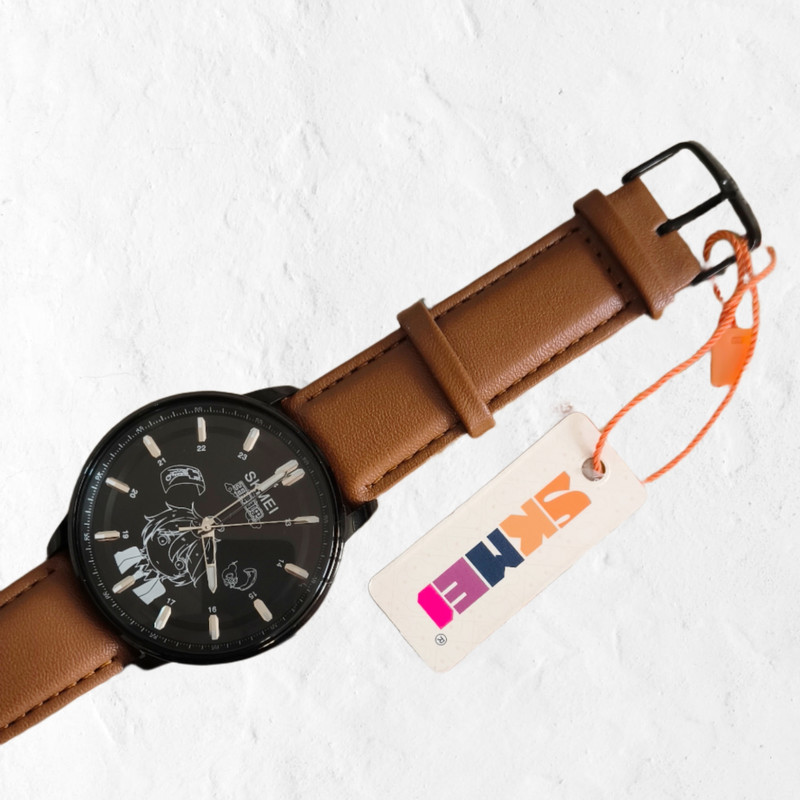 ساعت مچی عقربه ای اسکمی مدل انیمه بند چرم