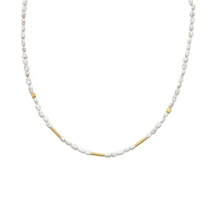 گردنبند طلا 18 عیار زنانه با طرح مروارید تاج مدل برفین