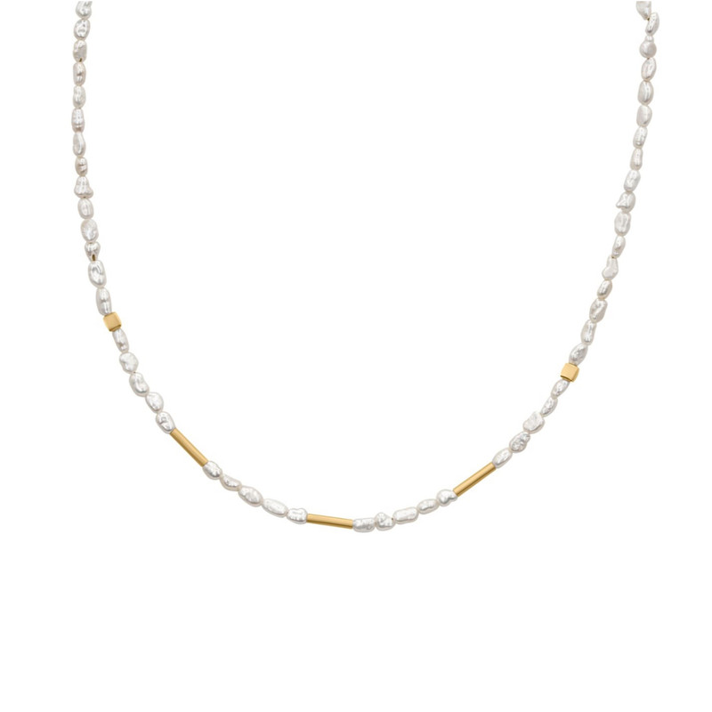 گردنبند طلا 18 عیار زنانه با طرح مروارید تاج مدل برفین