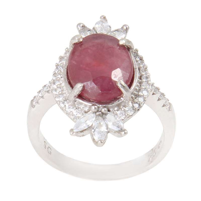 انگشتر نقره زنانه بازرگانی میلادی مدل سنگ یاقوت کد AWR_742