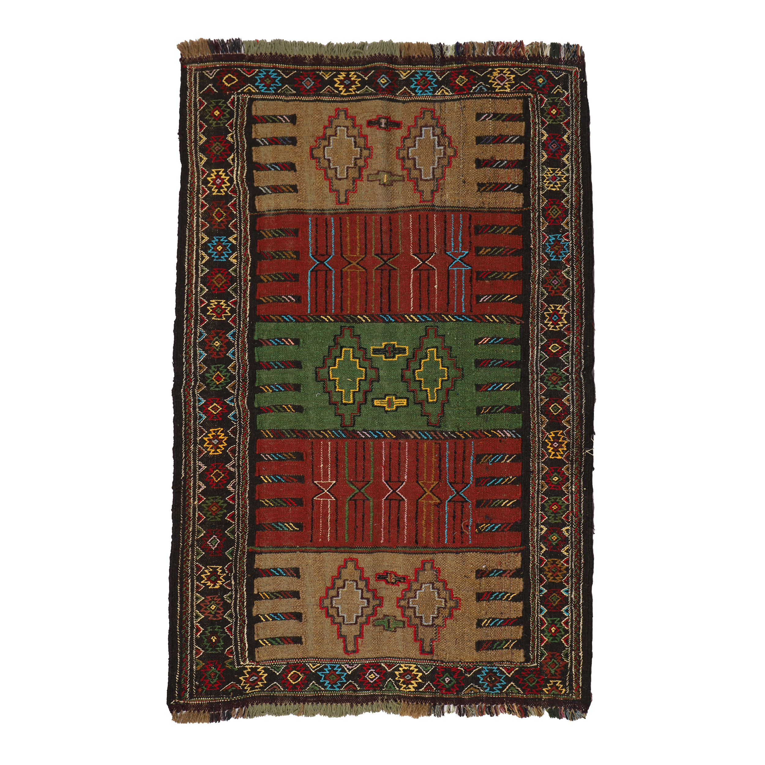 گلیم دستبافت دو متری مدل سفره کردی کد 4020472