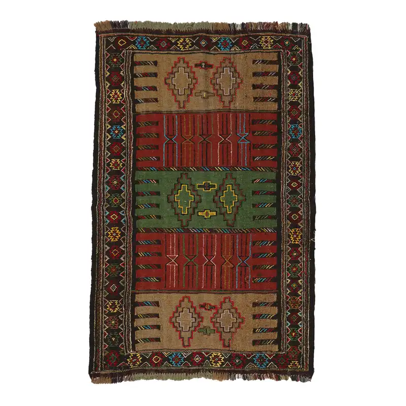 گلیم دستبافت دو متری مدل سفره کردی کد 4020472