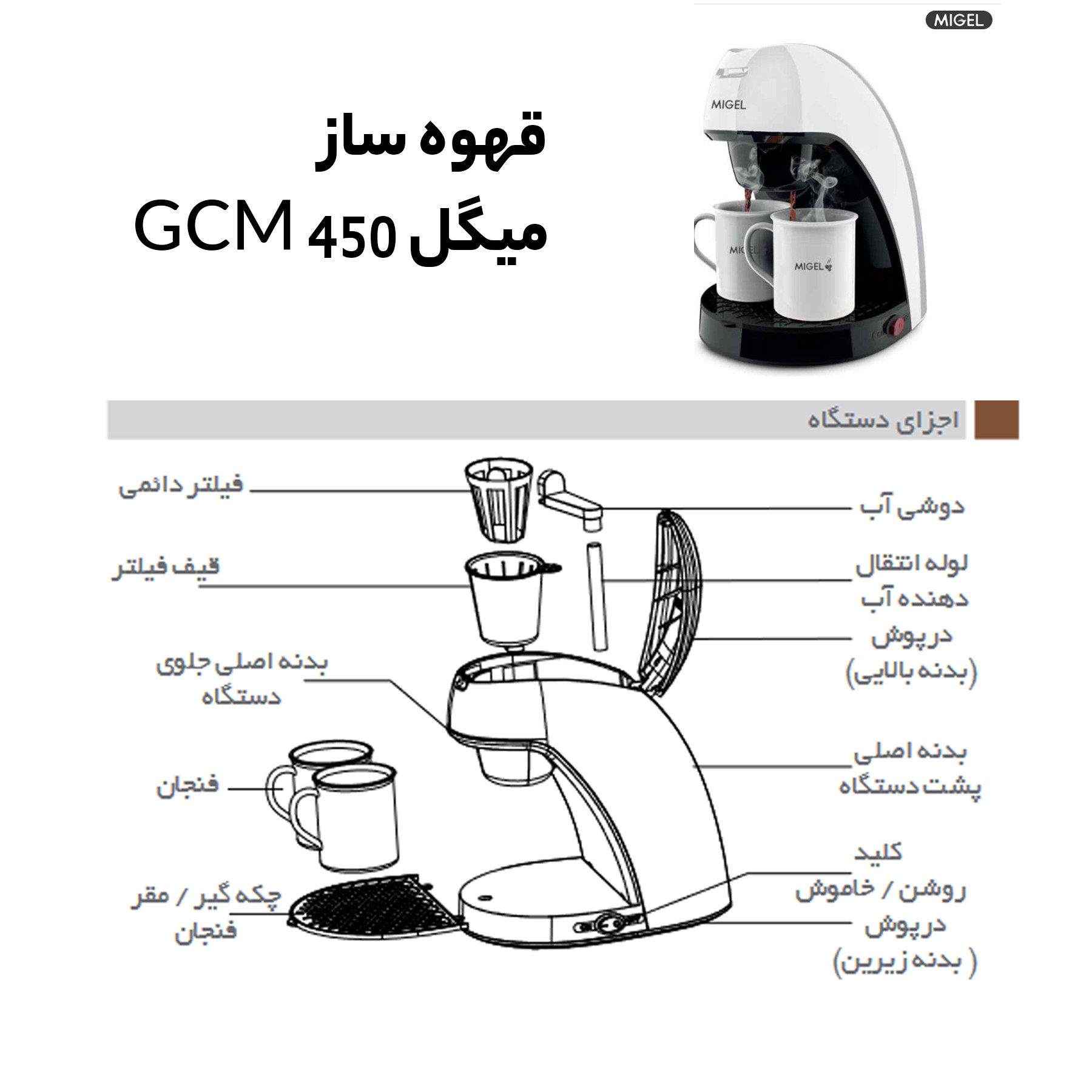 قهوه ساز میگل مدل GCM-450