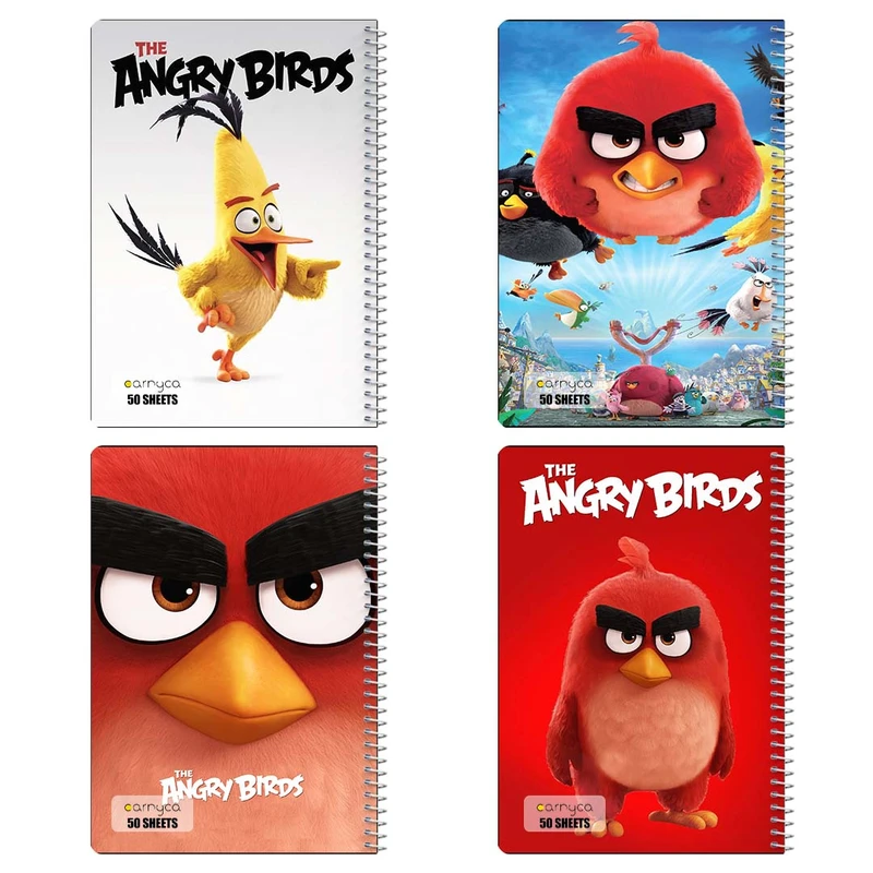 دفتر نقاشی 50 برگ کارنيکا طرح پرندگان خشمگین کد 62041 مجموعه 4 عددی