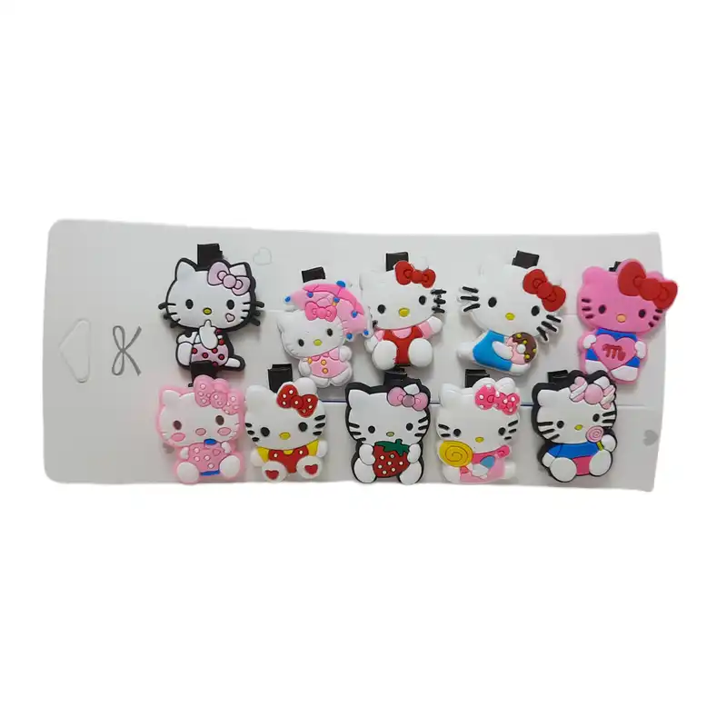 گیره مو دخترانه مدل سیلیکونی طرح کیتی مجموعه 10 عددی