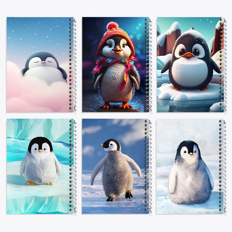 دفتر مشق 50 برگ خندالو طرح پنگوئن بامزه کد 890 مجموعه 6 عددی
