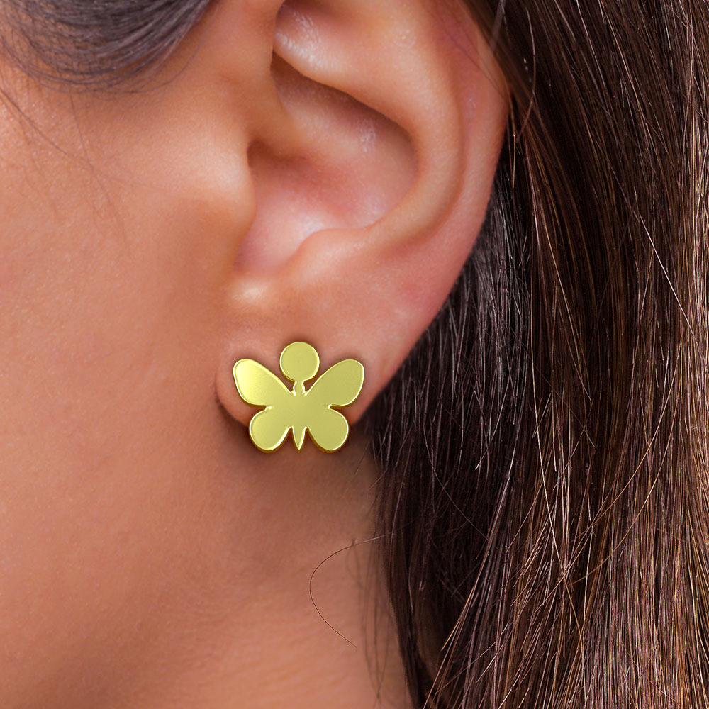 گوشواره طلا 18 عیار زنانه مدوپد مدل پروانه کد GA1-10442