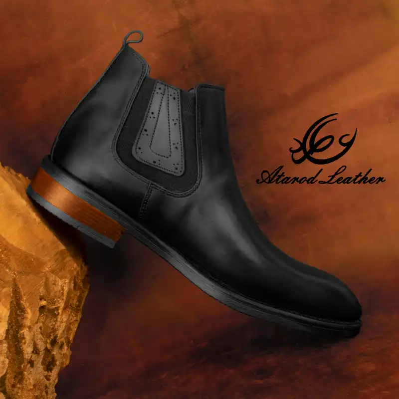 نیم بوت مردانه چرم عطارد مدل چرم طبیعی کد SH17
