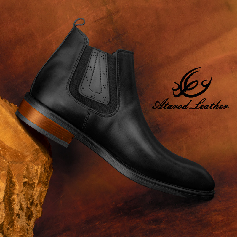 نیم بوت مردانه چرم عطارد مدل چرم طبیعی کد SH17