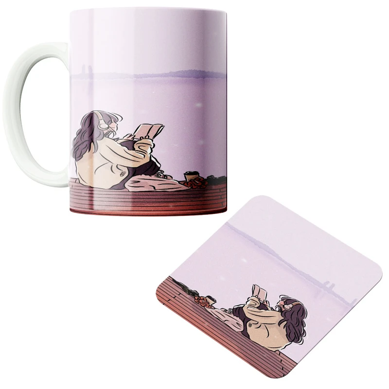 ماگ پادآفرین مدل دختر کد 465 به همراه زیر لیوانی 