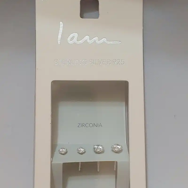 گوشواره نقره زنانه آی ام مدل زیرکنیا مجموعه 2 عددی