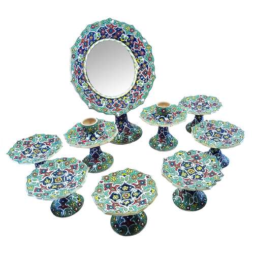  مجموعه ظروف هفت سین 9 پارچه مدل میناکاری کد HSSM07