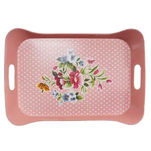 سینی دسته دار میسا پلاستیک طرح گل 1 کد 311-7 1369n سایز 27×43 سانتی متر