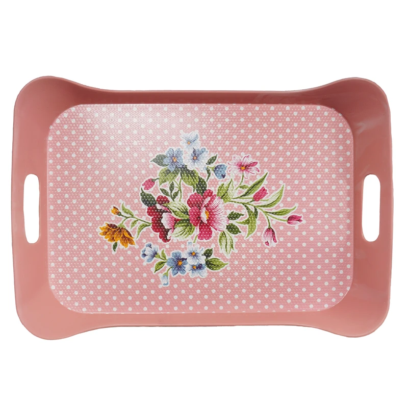 سینی دسته دار میسا پلاستیک طرح گل 1 کد 311-7 1369n سایز 27×43 سانتی متر