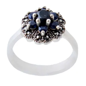   انگشتر نقره زنانه بازرگانی میلادی مدل یاقوت کبود کد AW_458