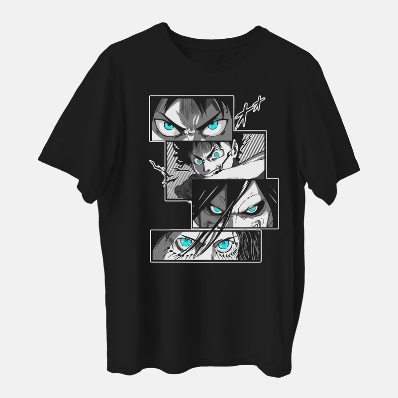 تی شرت آستین کوتاه مردانه مدل انیمه حمله به تایتان اتک ان تایتان کد anm456