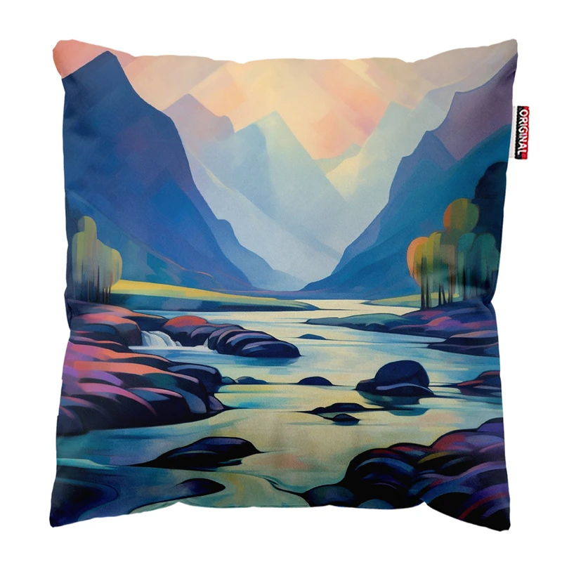 کوسن پاد آفرین مدل مینیمال طرح منظره کد PK402190 سایز 40*40 سانتی متر